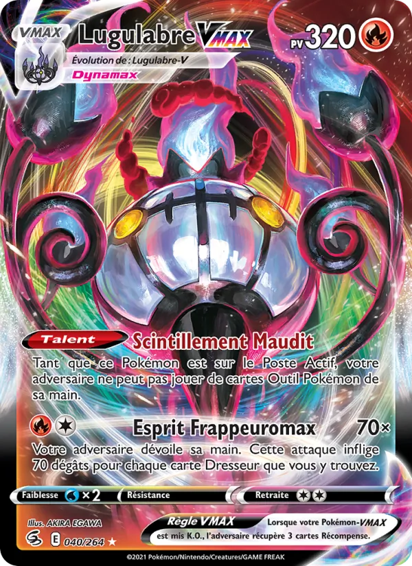 Carte Pokémon Lugulabre VMAX de l'extension Poing de Fusion