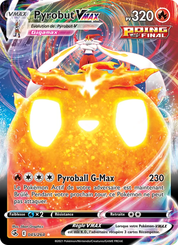 Carte Pokémon Pyrobut VMAX de l'extension Poing de Fusion