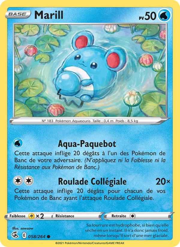 Carte Pokémon Marill de l'extension Poing de Fusion