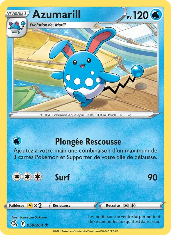 Carte Pokémon Azumarill de l'extension Poing de Fusion