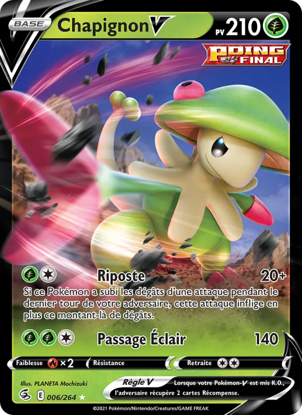 Carte Pokémon Chapignon V de l'extension Poing de Fusion