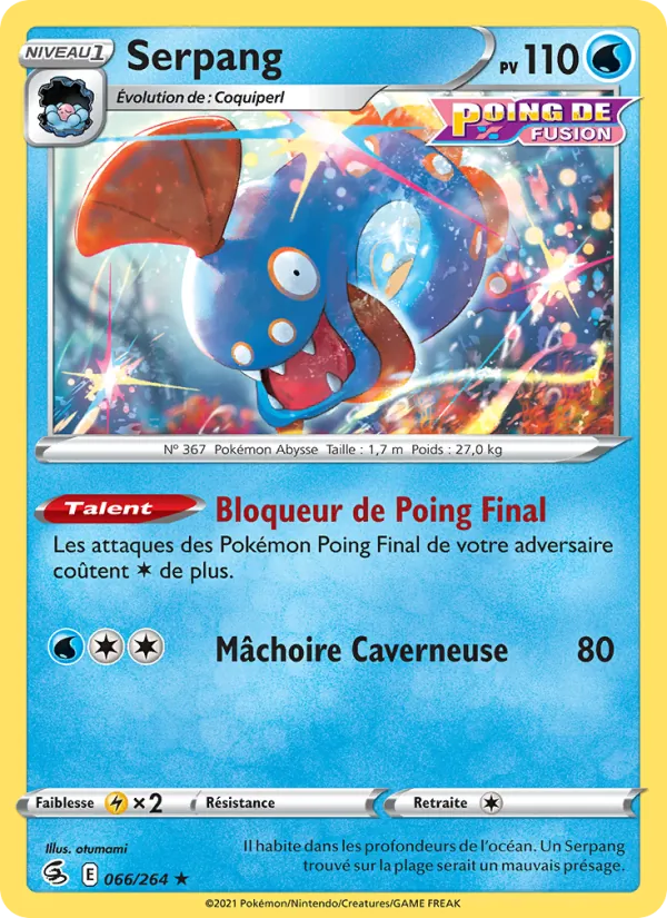 Carte Pokémon Serpang de l'extension Poing de Fusion