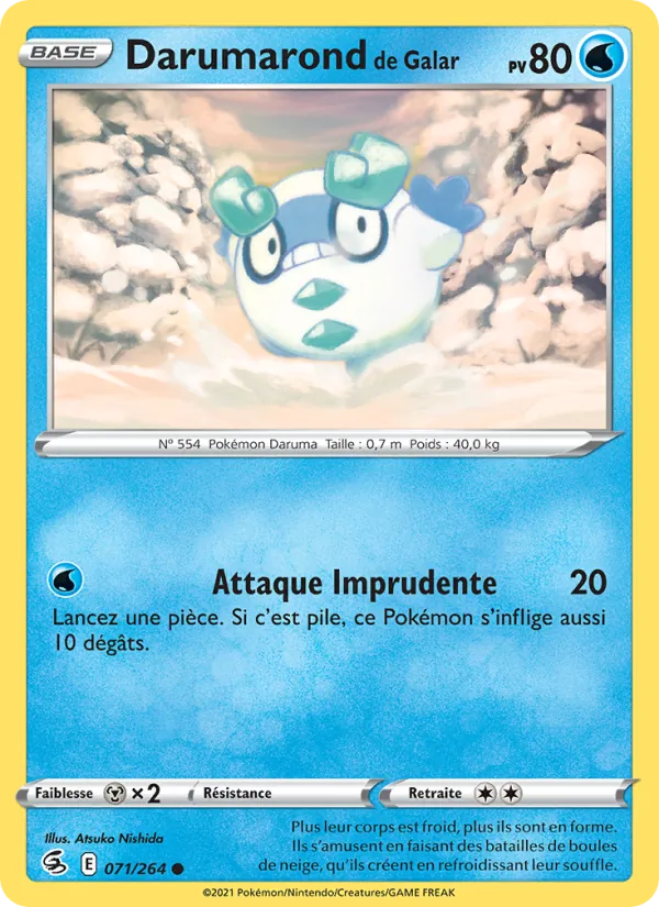 Carte Pokémon Darumarond de Galar de l'extension Poing de Fusion