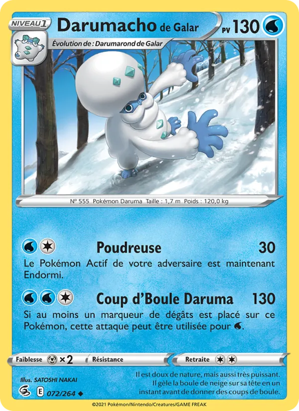 Carte Pokémon Darumacho de Galar de l'extension Poing de Fusion