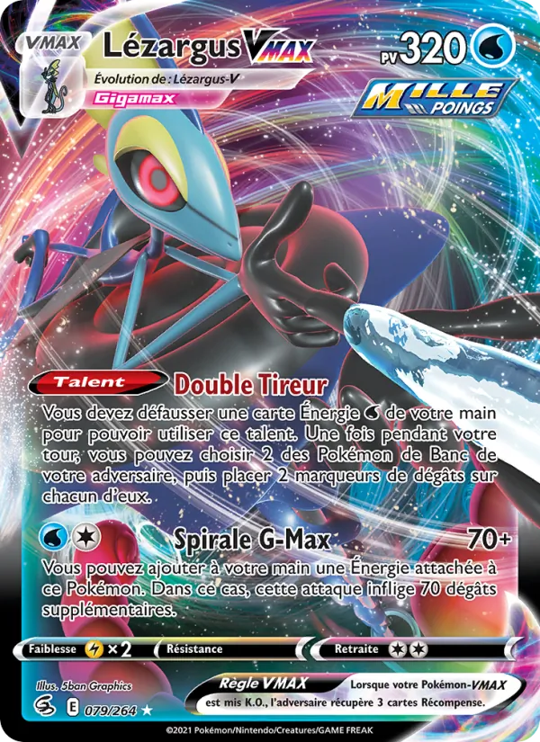 Carte Pokémon Lézargus VMAX de l'extension Poing de Fusion