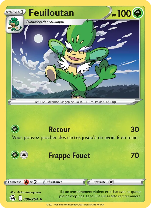 Carte Pokémon Feuiloutan de l'extension Poing de Fusion