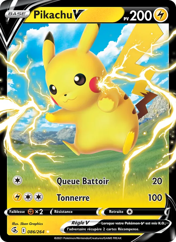 Carte Pokémon Pikachu V de l'extension Poing de Fusion