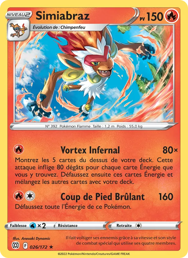 Carte Pokémon Simiabraz de l'extension Stars Étincelantes