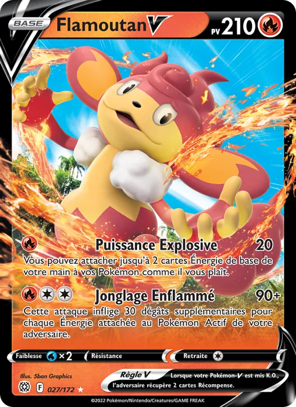 Carte Pokémon Flamoutan V de l'extension Stars Étincelantes