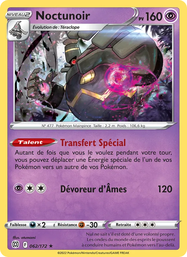 Carte Pokémon Noctunoir de l'extension Stars Étincelantes