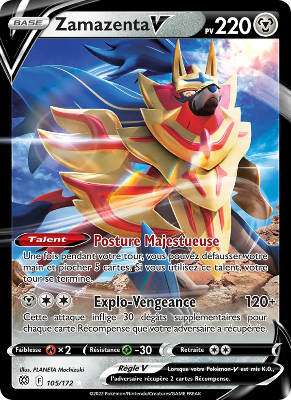 Carte Pokémon Zamazenta V de l'extension Stars Étincelantes