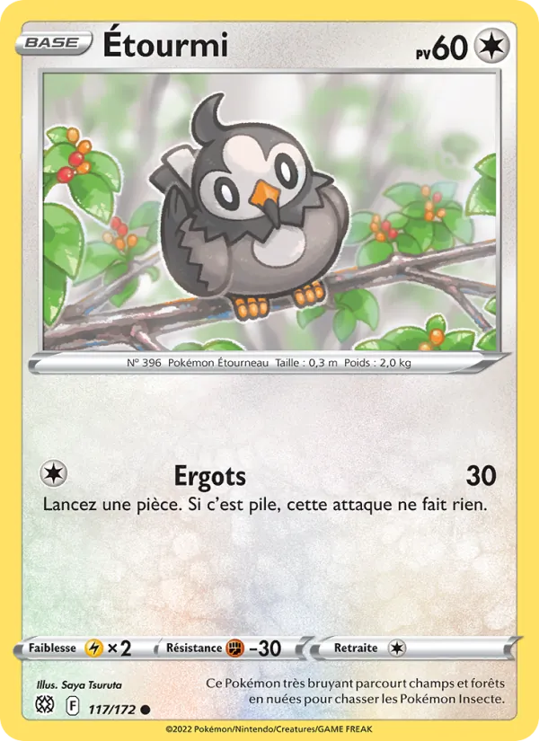 Carte Pokémon Étourmi de l'extension Stars Étincelantes