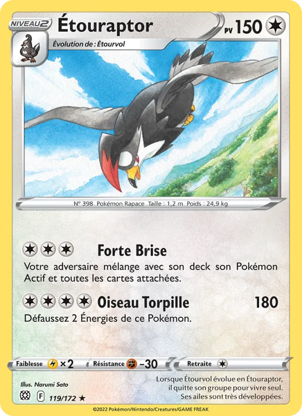Carte Pokémon Étouraptor de l'extension Stars Étincelantes