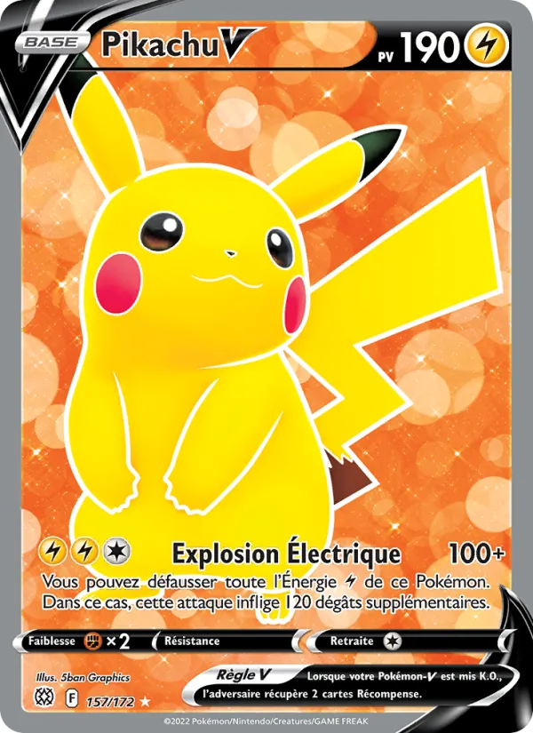 Carte Pokémon Pikachu V de l'extension Stars Étincelantes