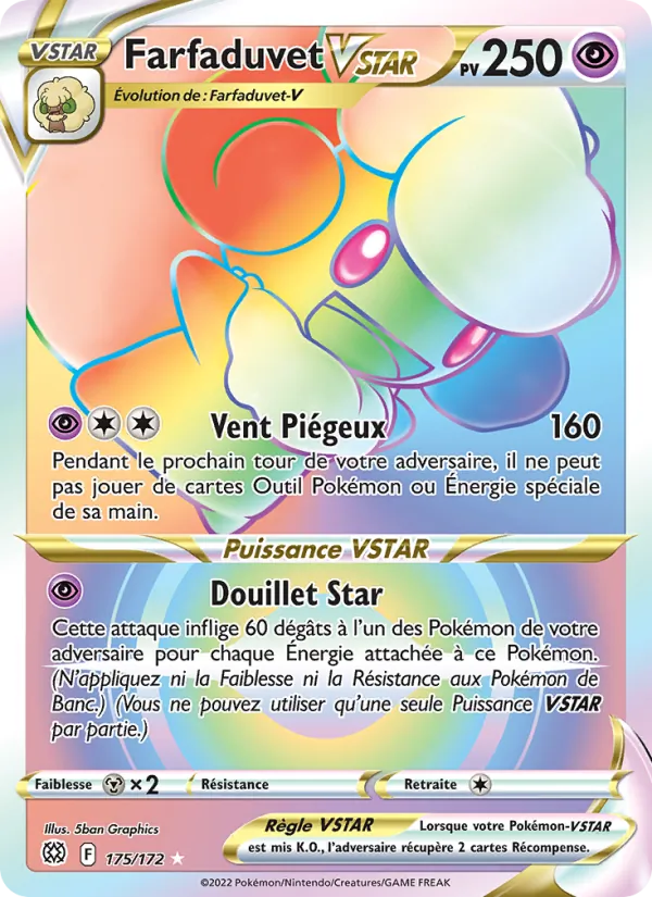 Carte Pokémon Farfaduvet VSTAR de l'extension Stars Étincelantes