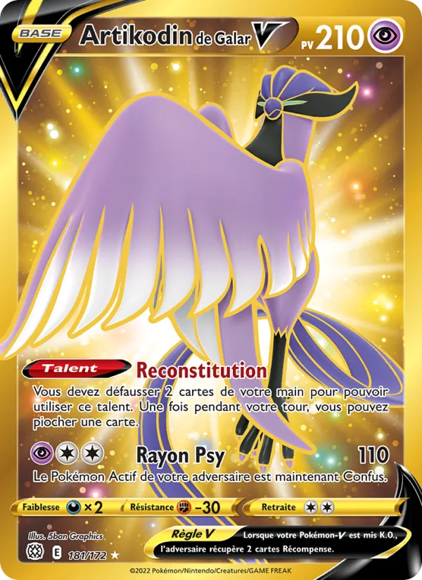Carte Pokémon Artikodin de Galar V de l'extension Stars Étincelantes