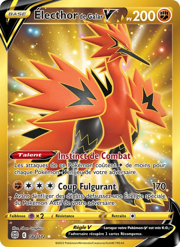 Carte Pokémon Électhor de Galar V de l'extension Stars Étincelantes