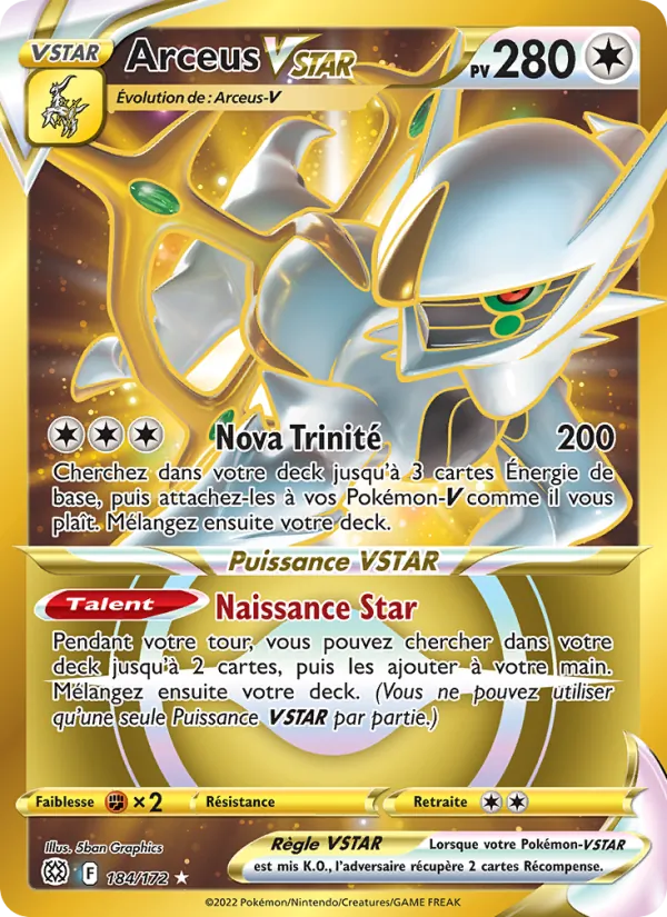 Carte Pokémon Arceus VSTAR de l'extension Stars Étincelantes
