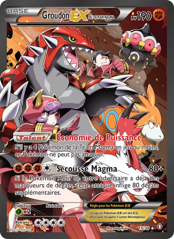 Carte Pokémon Groudon-EX de la Team Magma de l'extension Double Danger