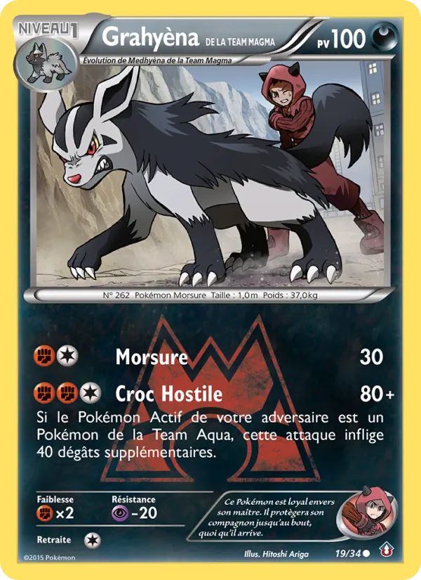 Carte Pokémon Grahyèna de la Team Magma de l'extension Double Danger