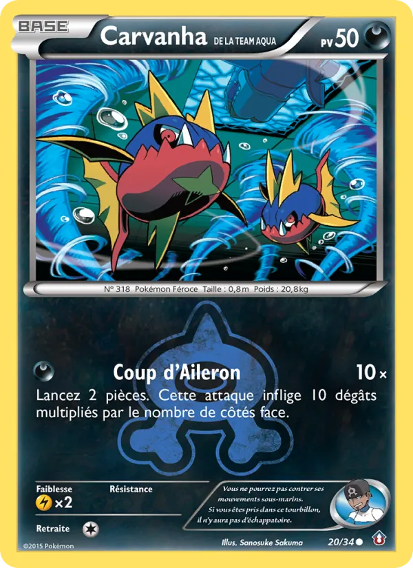 Carte Pokémon Carvanha de la Team Aqua de l'extension Double Danger