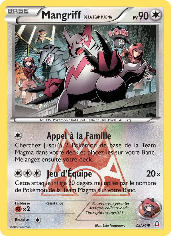 Carte Pokémon Mangriff de la Team Magma de l'extension Double Danger