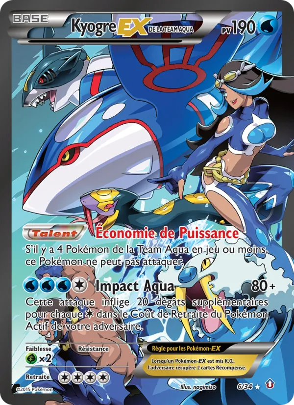 Carte Pokémon Kyogre-EX de la Team Aqua de l'extension Double Danger