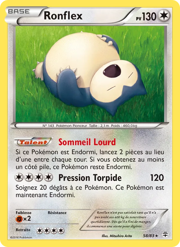 Carte Pokémon Ronflex de l'extension Générations
