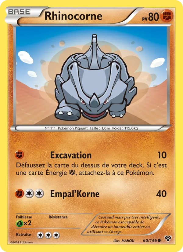 Carte Pokémon Rhinocorne de l'extension XY