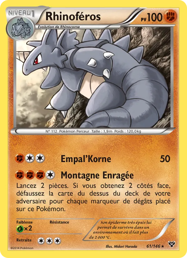 Carte Pokémon Rhinoféros de l'extension XY