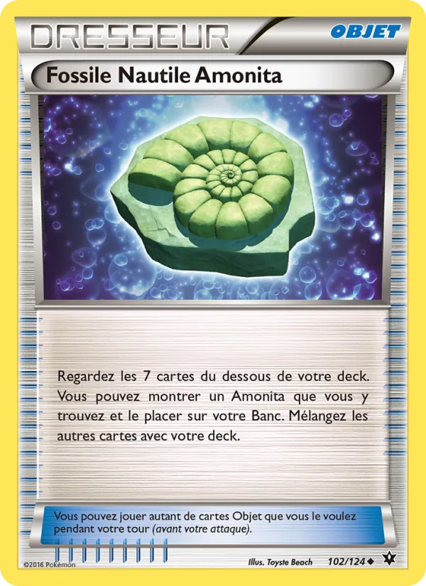 Carte Pokémon Fossile Nautile Amonita de l'extension Impact des Destins