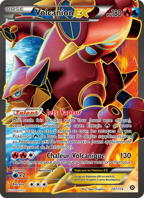 Carte Pokémon Volcanion EX de l'extension Offensive Vapeur