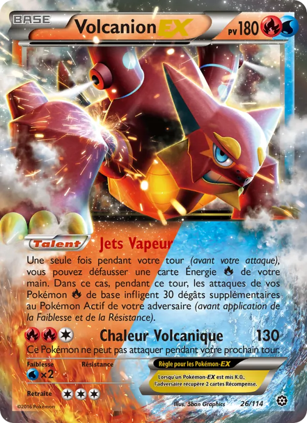 Carte Pokémon Volcanion EX de l'extension Offensive Vapeur