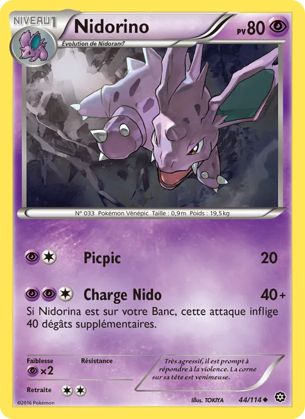 Carte Pokémon Nidorino de l'extension Offensive Vapeur