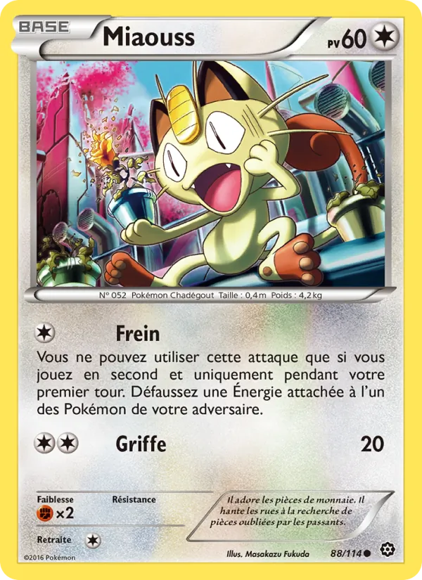 Carte Pokémon Miaouss de l'extension Offensive Vapeur