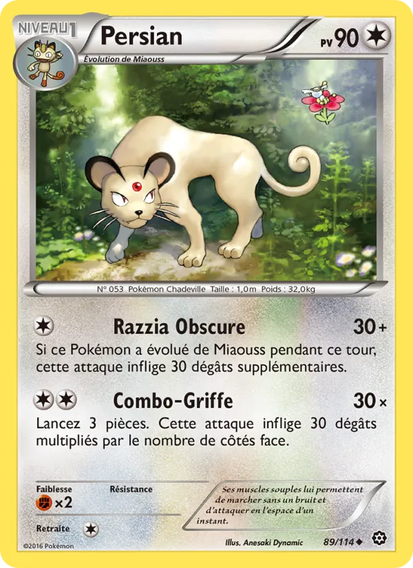 Carte Pokémon Persian de l'extension Offensive Vapeur