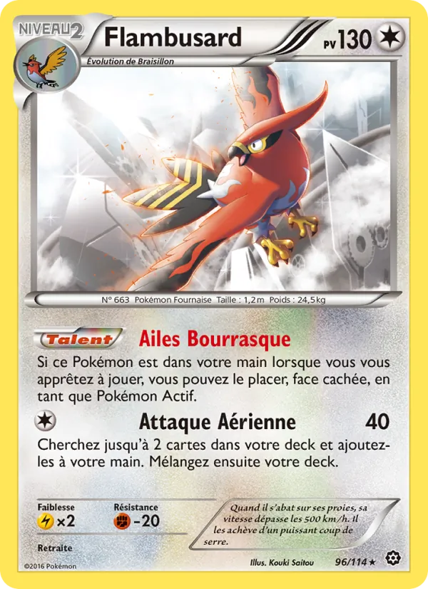 Carte Pokémon Flambusard de l'extension Offensive Vapeur