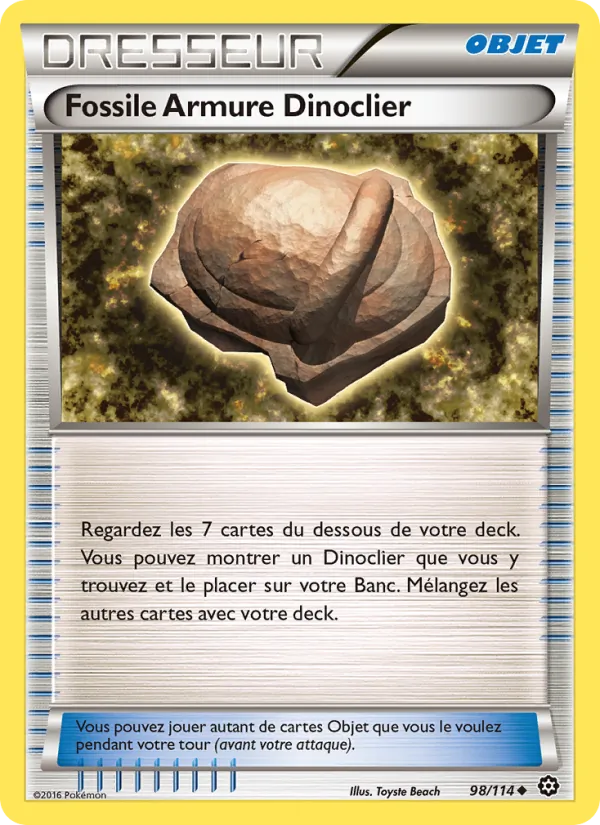 Carte Pokémon Fossile Armure Dinoclier de l'extension Offensive Vapeur