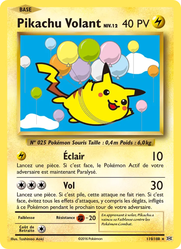 Carte Pokémon Pikachu Volant de l'extension Évolutions