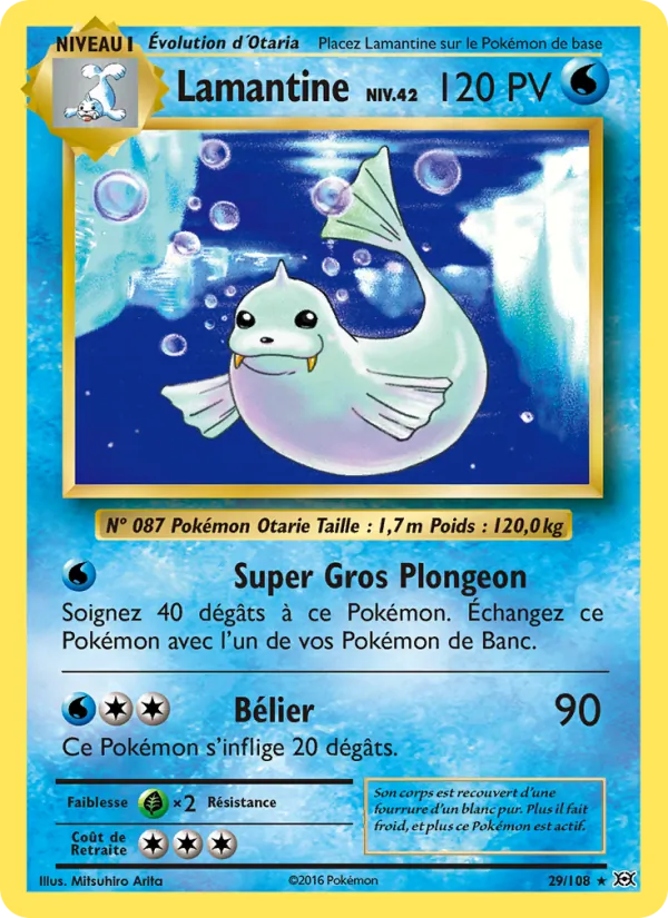 Carte Pokémon Lamantine de l'extension Évolutions