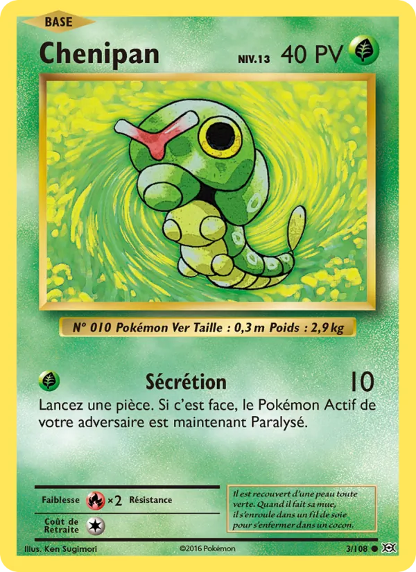 Carte Pokémon Chenipan de l'extension Évolutions