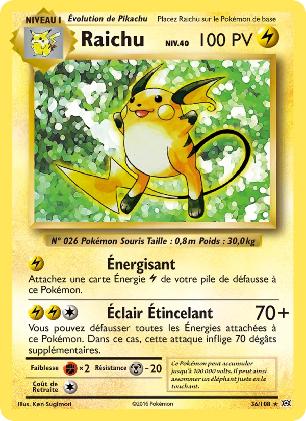 Carte Pokémon Raichu de l'extension Évolutions