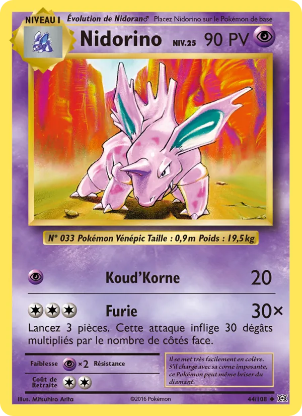 Carte Pokémon Nidorino de l'extension Évolutions