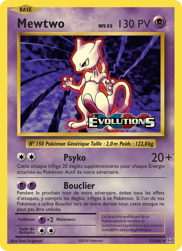 Carte Pokémon Mewtwo de l'extension Évolutions