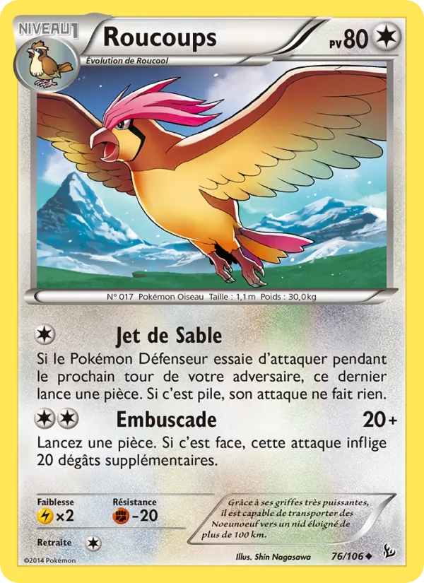 Carte Pokémon Roucoups de l'extension Étincelles