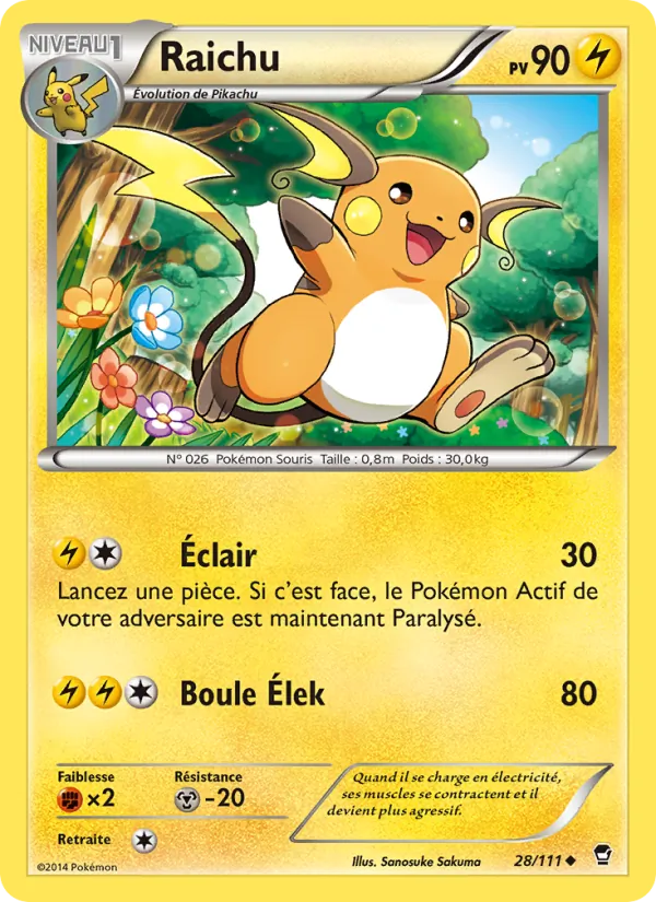 Carte Pokémon Raichu de l'extension Poings Furieux