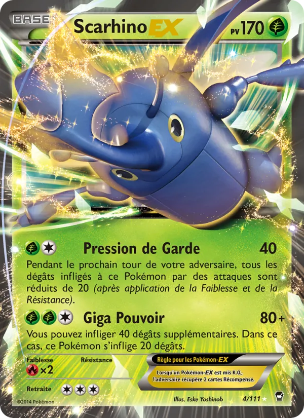 Carte Pokémon Scarhino EX de l'extension Poings Furieux