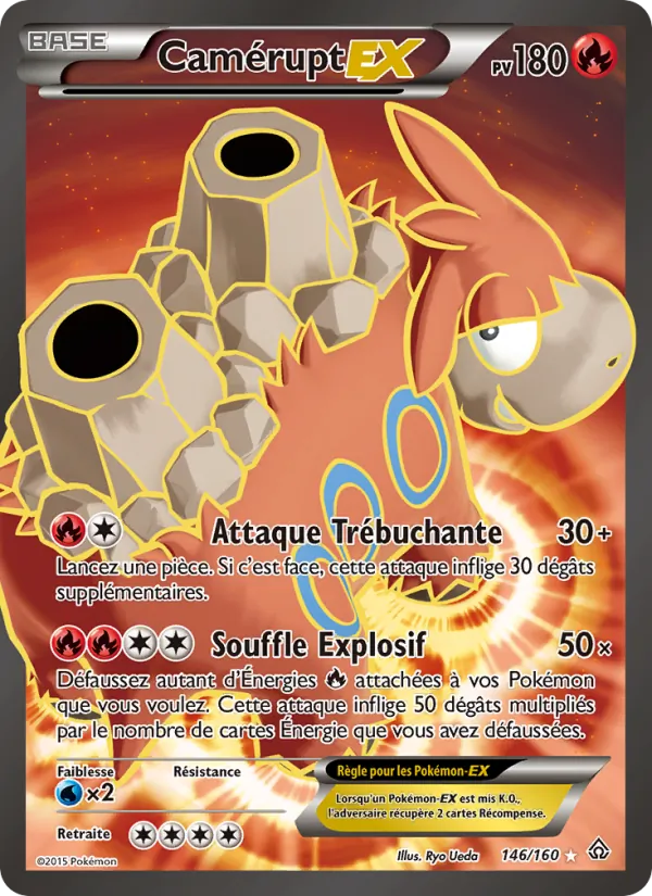 Carte Pokémon Camérupt EX de l'extension Primo-Choc