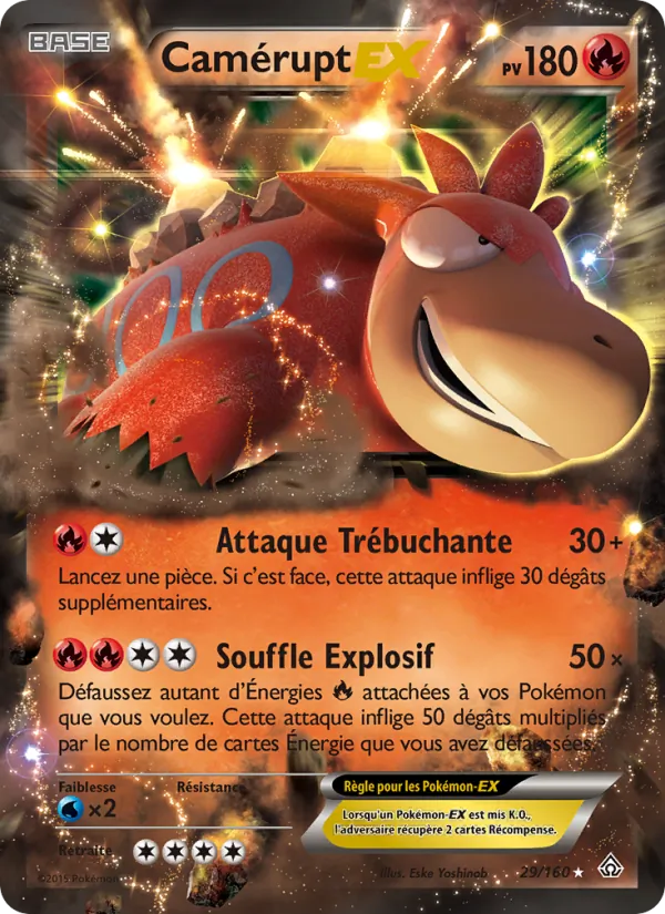 Carte Pokémon Camérupt EX de l'extension Primo-Choc