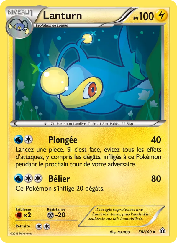 Carte Pokémon Lanturn de l'extension Primo-Choc